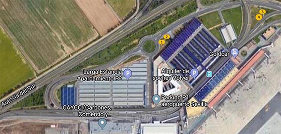 Plano de las vallas en el aeropuerto de Sevilla